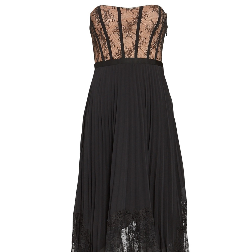 Jonathan Simkhai Black, Beige Scarlett Bustier Lace Midi Dress (Size 6)